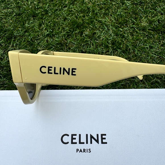 Celine MONOCHROMS CL40197U 39A Cat Eye Yellow Grey Lens Sunglasses - Picture 6 of 13
